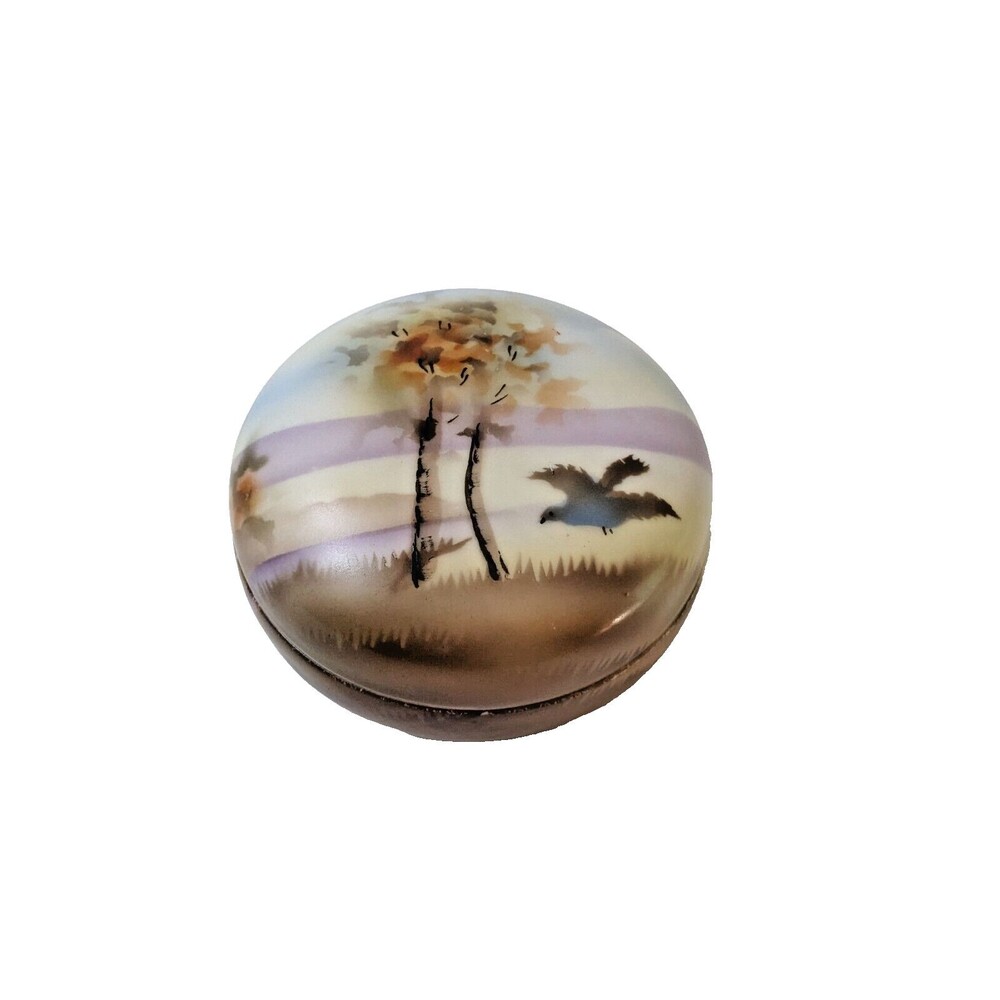 Antique Prov Saxe ES Germany Hand Painted Porcelain Trinket Box‎ early 1900's